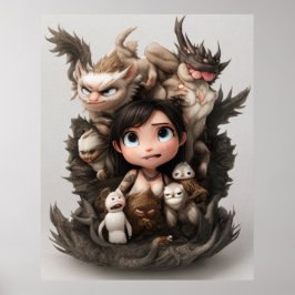 Eine farbenfrohe Gruppe von niedlichen Tieren und  Poster