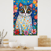 Eine farbenfrohe Katze Poster (Küche)