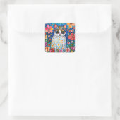 Eine farbenfrohe Katze Quadratischer Aufkleber (Tasche)