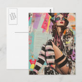 Eine farbenfrohe Mode-Dame Collage Postkarte (Vorne/Hinten)