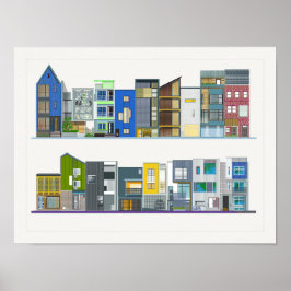 Eine farbenfrohe, moderne, zeitgenössische Baureih Poster
