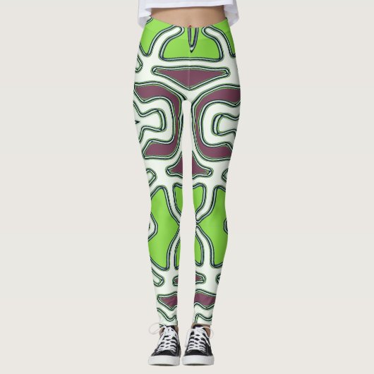 Eine farbenfrohe, nahtlose "Ratti_Creative_Arts"-L Leggings (Vorderseite)