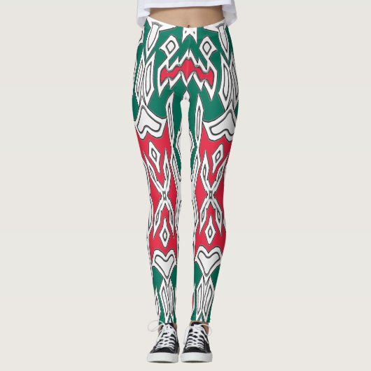 Eine farbenfrohe, nahtlose "Ratti_Creative_Arts"-L Leggings (Vorderseite)