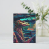 Eine farbenfrohe psychedelische Eidechse in einem  Postkarte (Stehend Vorderseite)