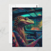 Eine farbenfrohe psychedelische Eidechse in einem Postkarte (Vorne/Hinten)