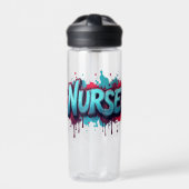 Eine farbenfrohe Splash Nurse Typografie Trinkflasche (Vorderseite)