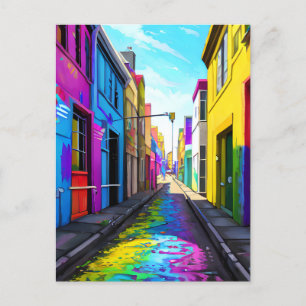 Eine farbenfrohe Straße Postkarte
