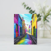 Eine farbenfrohe Straße Postkarte (Stehend Vorderseite)