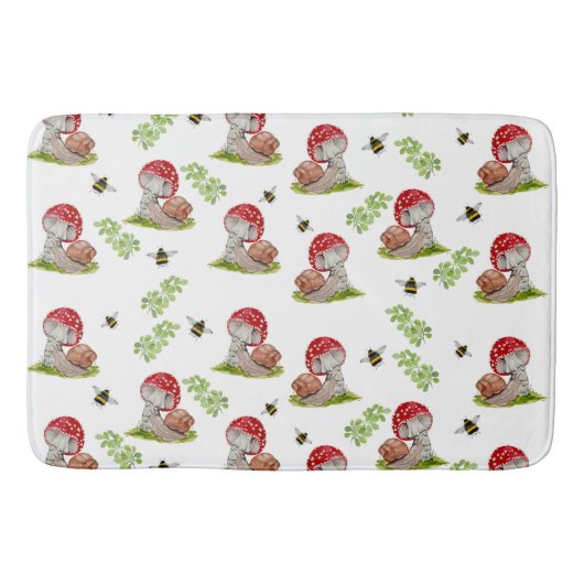 Eine farbenfrohe Waldfliege und eine Schnecke Badematte (Vorderseite)