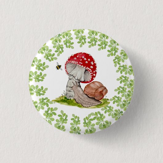 Eine farbenfrohe Waldfliege und eine Schnecke Button (Vorderseite)