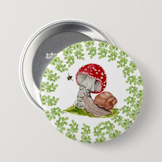 Eine farbenfrohe Waldfliege und eine Schnecke Button (Vorne & Hinten)