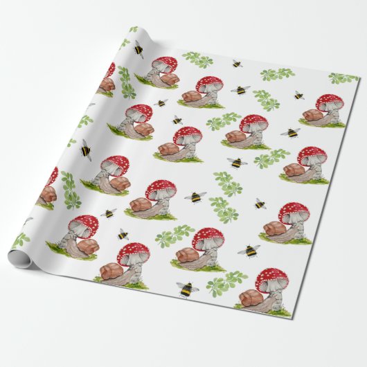 Eine farbenfrohe Waldfliege und eine Schnecke Geschenkpapier (Ungerollt)