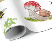 Eine farbenfrohe Waldfliege und eine Schnecke Geschenkpapier (Rolleneckpunkt)