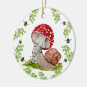 Eine farbenfrohe Waldfliege und eine Schnecke Keramik Ornament (Links)