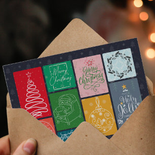 Eine farbenfrohe Weihnachtsgrußkarte Feiertagskarte