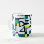 eine Farbenmalerei; Abstrakte Rastermalerei;  Kaffeetasse (Vorderseite Links)