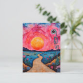 Eine farbenprächtige surreale Landschaft mit gemis Postkarte (Stehend Vorderseite)