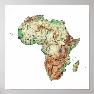 Eine farbkodierte Karte Afrikas mit seinen Ländern Poster