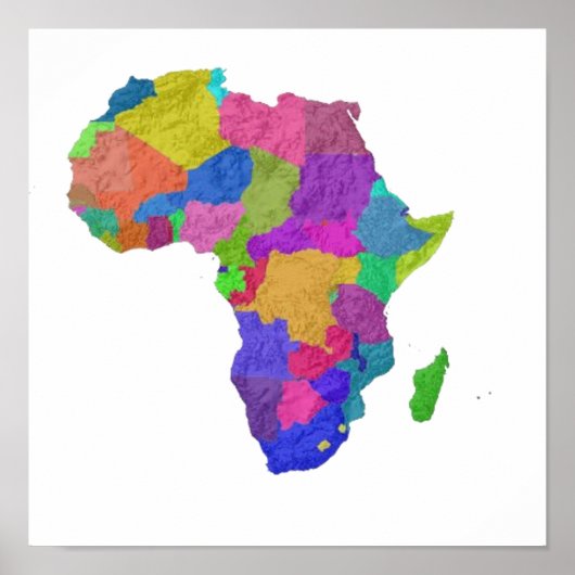 Eine farbkodierte Karte Afrikas mit seinen Ländern Poster (Vorne)