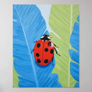 Eine faszinierende blaue und rote Ladybug Poster