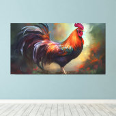 Eine faszinierende Rooster-Stretchkanavas-Printwer Leinwanddruck (Insitu (Holzboden))