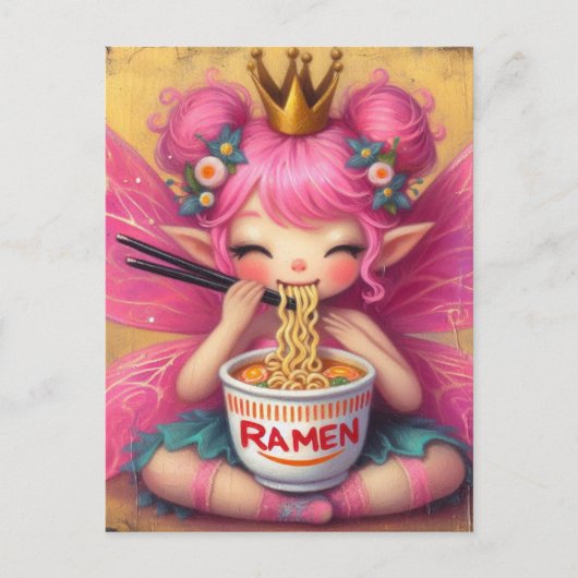 Eine Fee, die Ramen isst Postkarte (Vorderseite)