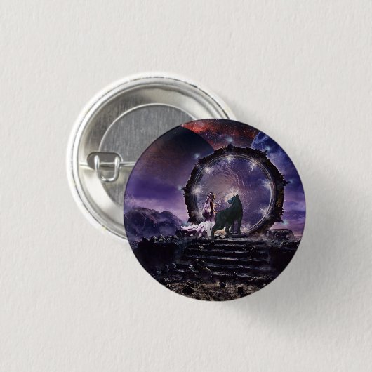 Eine Fee und ein dunkler Wolf Button (Vorne & Hinten)