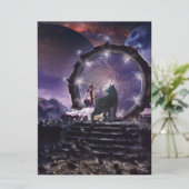 Eine Fee und ein dunkler Wolf Karte (Stehend Vorderseite)