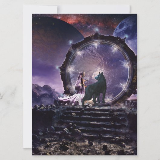 Eine Fee und ein dunkler Wolf Karte (Vorderseite)