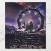 Eine Fee und ein dunkler Wolf Weinetikett (Einzelnes Label)