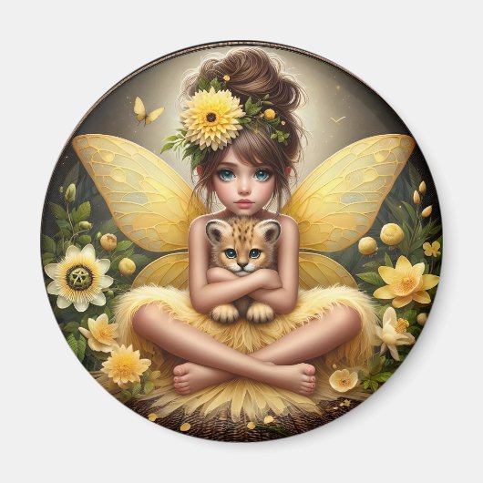 Eine Fee und ihr Leopardengürtel - Gelbes Magnet (Vorne)