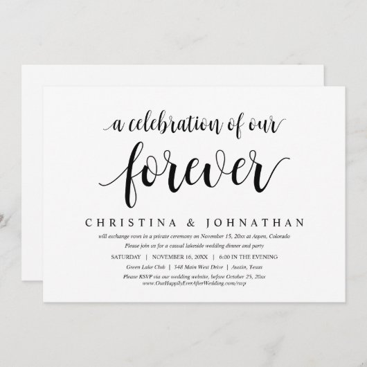 Eine Feier für unsere Ewigkeit, Hochzeitsfeier Einladung (Vorne/Hinten)