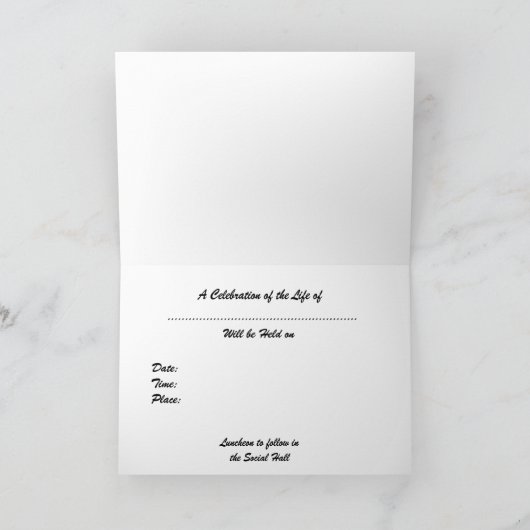 Eine Feier zum Leben, Gletschersonne Einladung (Innenseite)