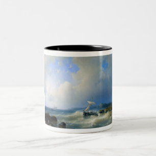 Eine felsige Küste Zweifarbige Tasse