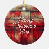 Eine festliche Kuh in der Weihnachtsmannmütze Weih Keramik Ornament (Hinten)