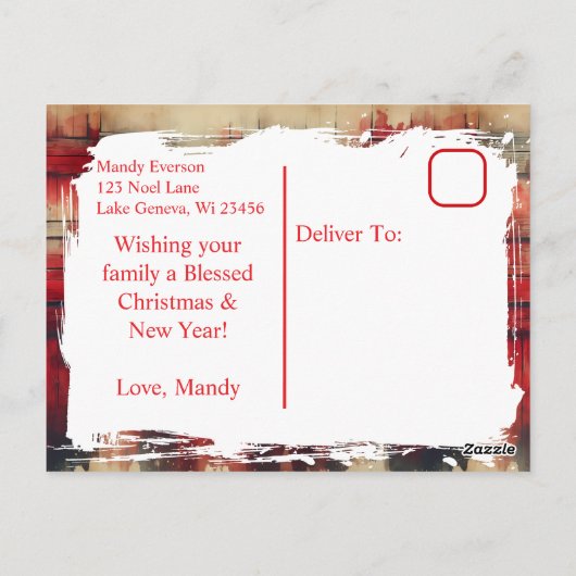 Eine festliche Kuh in der Weihnachtsmannmütze Weih Postkarte (Rückseite)