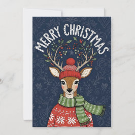 Eine festliche Weihnachtskarte mit einem süßen Hir Feiertagskarte