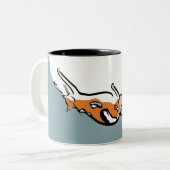 Eine fette Tricolor Funny Cat Zweifarbige Tasse (Vorderseite Links)