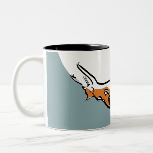 Eine fette Tricolor Funny Cat Zweifarbige Tasse (Links)
