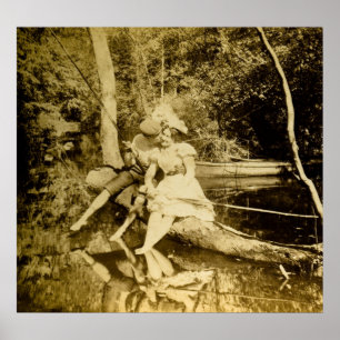 Eine Fischerei klatschen - Vintages Stereoview Poster