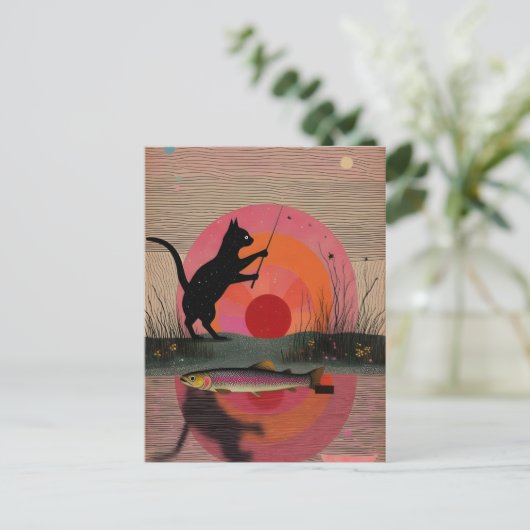 Eine Fischerkatze Postkarte (Stehend Vorderseite)