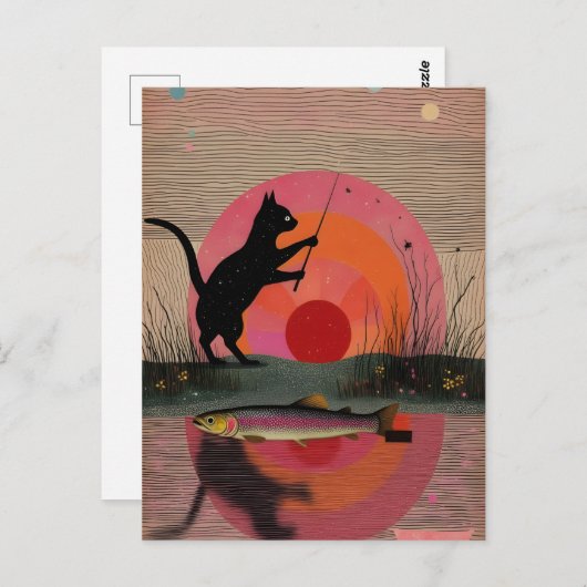 Eine Fischerkatze Postkarte (Vorne/Hinten)