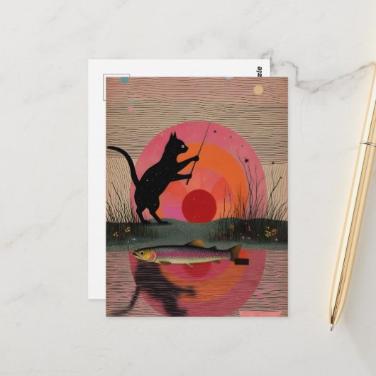 Eine Fischerkatze Postkarte (Vorderseite/Rückseite Beispiel)