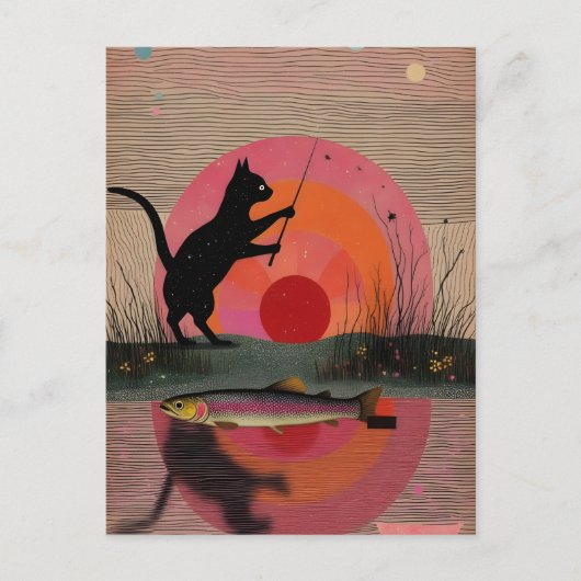 Eine Fischerkatze Postkarte (Vorderseite)