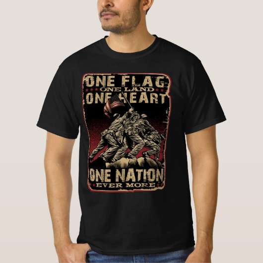 eine Flagge ein Land ein Herz ein Nation Veteran T T-Shirt (Vorderseite)