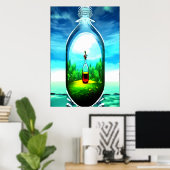 Eine Flasche in der Flasche | AI Art Poster (Heimbüro)