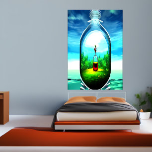 Eine Flasche in der Flasche   AI Art Poster