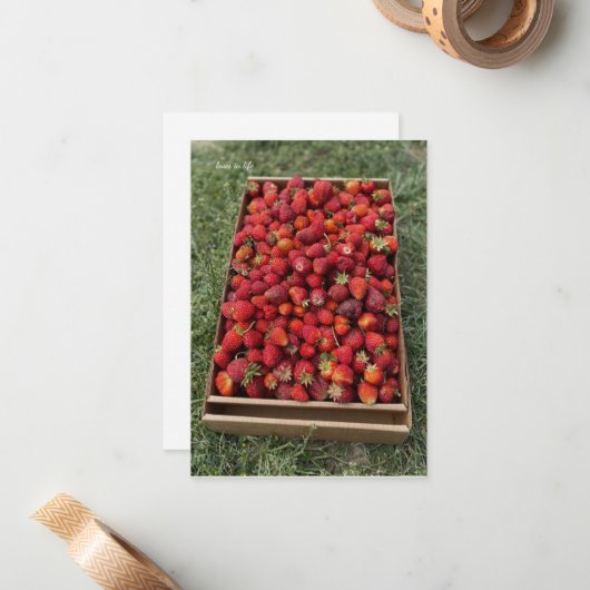 Eine Flat Erdbeeren Mitteilungskarte (Vorderseite/Rückseite Beispiel)