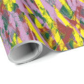 Eine flauschig graue Katze mit grünen Augen sitzt  Geschenkpapier (Rolleneckpunkt)