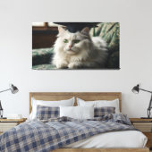 Eine flauschig weiße Katze mit einer Graduierungsk Leinwanddruck (Insitu (Schlafzimmer))